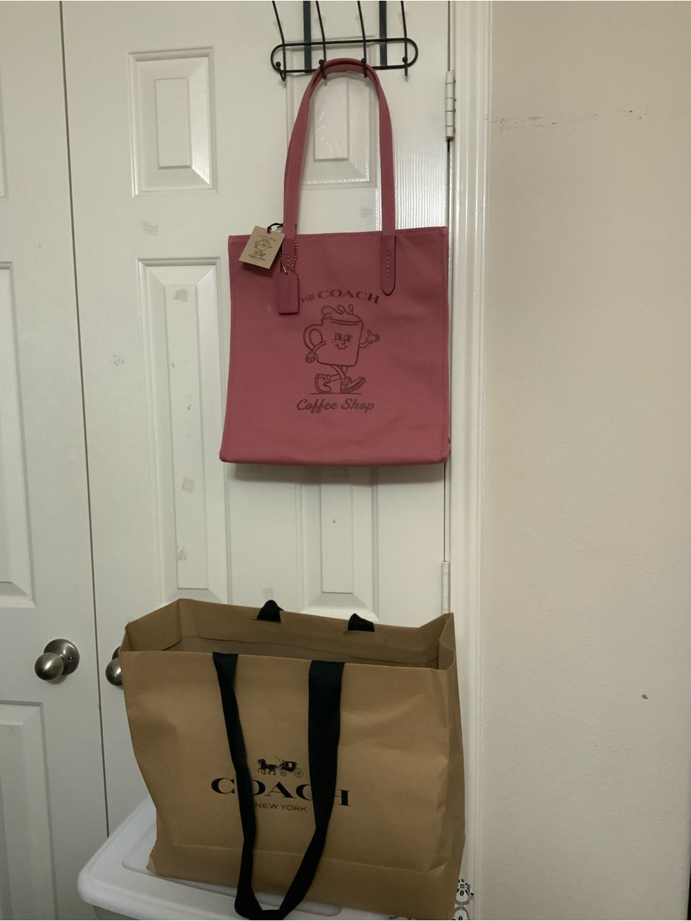 NWT Coach Pink Tote Bag - Lil Miss Jo Coffee Shop Canvas  Print with Dust Bag
